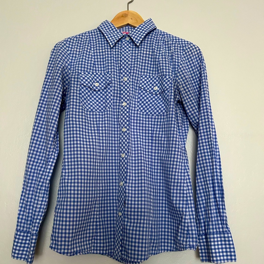 Banana Republic 100% Cotton Blue Gingham Button Up